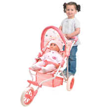                             Dolls World Luxusní tříkolový skládací kočárek pro panenky 56 cm                        