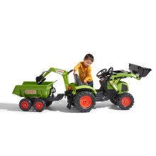                             FALK Šliapací traktor 1010W Claas Axos s nakladačom, rýpadlom a prívesom                        