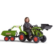                             FALK Šliapací traktor 1010W Claas Axos s nakladačom, rýpadlom a prívesom                        