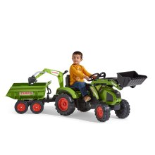                             FALK Šliapací traktor 1010W Claas Axos s nakladačom, rýpadlom a prívesom                        