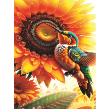                             Diamantové maľovanie - Kvietka a kolibrík 30 x 40 cm                        