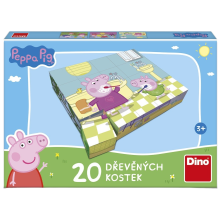                             Dino - Drevené kocky Prasiatko Peppa: VESELÝ DEŇ 20 kociek                        