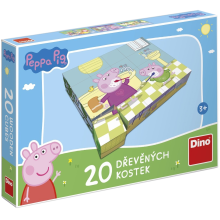                             Dino - Drevené kocky Prasiatko Peppa: VESELÝ DEŇ 20 kociek                        