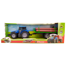                             FARM SERVICE - Traktor s valníkom na drevo so zvukmi a svetlami                        