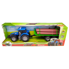                             FARM SERVICE - Traktor s valníkom na drevo so zvukmi a svetlami                        