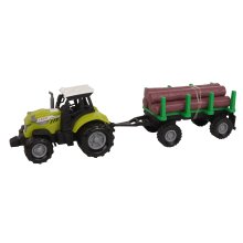                             FARM SERVICE - Traktor s valníkom na drevo so zvukmi a svetlami                        