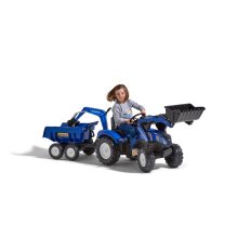                             FALK Šliapací traktor 3090W New Holland T8 s nakladačom, rýpadlom a maxi prívesom                        