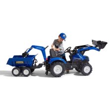                             FALK Šliapací traktor 3090W New Holland T8 s nakladačom, rýpadlom a maxi prívesom                        