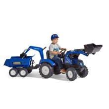                             FALK Šliapací traktor 3090W New Holland T8 s nakladačom, rýpadlom a maxi prívesom                        
