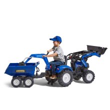                             FALK Šliapací traktor 3090W New Holland T8 s nakladačom, rýpadlom a maxi prívesom                        