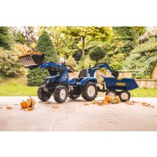                             FALK Šliapací traktor 3090W New Holland T8 s nakladačom, rýpadlom a maxi prívesom                        