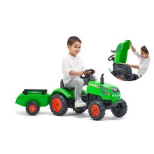                             FALK Šliapací traktor 2048AB X-Tractor s prívesom a otváracou kapotou - zelený                        