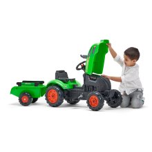                             FALK Šliapací traktor 2048AB X-Tractor s prívesom a otváracou kapotou - zelený                        