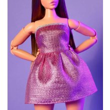                             Barbie Looks Brunetka v ružových mini šatách                        