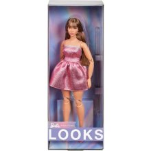                             Barbie Looks Brunetka v ružových mini šatách                        