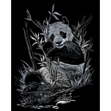                             Škrabací obrázok strieborný PANDA                        