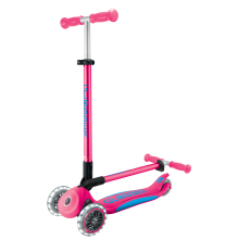                             Globber Detská trojkolesová kolobežka Primo Foldable Plus - svietiace kolesá - tmavo ružová                        