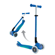                             Globber Detská trojkolesová kolobežka Primo Foldable Plus - svietiace kolesá - modrá                        