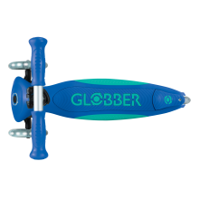                             Globber Detská trojkolesová kolobežka Primo Foldable Plus - svietiace kolesá - modrá                        
