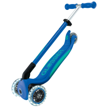                             Globber Detská trojkolesová kolobežka Primo Foldable Plus - svietiace kolesá - modrá                        