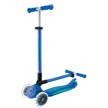                             Globber Detská trojkolesová kolobežka Primo Foldable Plus - svietiace kolesá - modrá                        