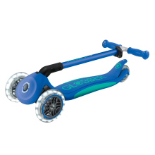                             Globber Detská trojkolesová kolobežka Primo Foldable Plus - svietiace kolesá - modrá                        