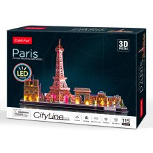                             CubicFun - Puzzle 3D Paríž s LED svetlom - 115 dielikov                        