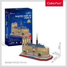                             CubicFun - Puzzle 3D Notre Dame de Paris s LED svetlom - 144 dielikov                        