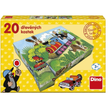                             Dino - Drevené kocky Krtko a dopravné prostriedky 20 kociek                        