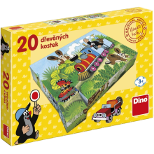                             Dino - Drevené kocky Krtko a dopravné prostriedky 20 kociek                        