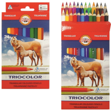                             KOH-I-NOOR Pastelky TRIOCOLOR trojhranné souprava 24 ks                        