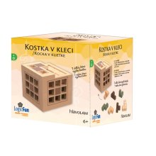                             Hlavolam - Kocka v klietke drevený hlavolam                        