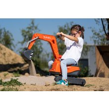                             FALK Odrážadlo bager KUBOTA s odklopným sedadlom a prilbou - oranžové                        