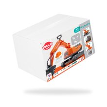                             FALK Odrážadlo bager KUBOTA s odklopným sedadlom a prilbou - oranžové                        