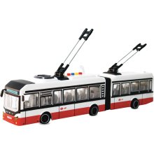                             CITY SERVICE CAR - 1:16 Kĺbový trolejbus - červený na zotrvačník so zvukmi                        