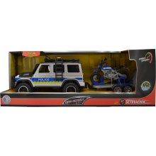                             CITY SERVICE CAR - 1:14 - Policajné auto s prívesom a motorkou (so zvukom a svetlami)                        