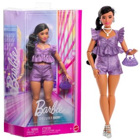 Barbie deluxe modelka - fialové kraťasy