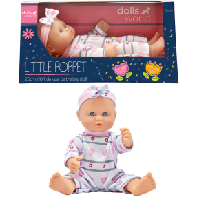 Dolls World Koupací panenka Klárka 25 cm s odnímatelným oblečkem a čelenkou