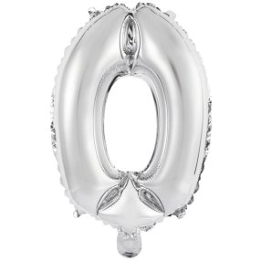 Balónik fóliový - číslo mini 0 - strieborné 33 cm