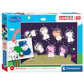 Clementoni - Puzzle 60 Double Face Prasiatko Peppa