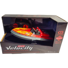 R/C Rýchlostný Čln Velocity 1:16 2.4 GHz - Červený Plameň