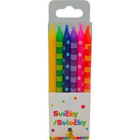Narodeninová sviečka 6 cm Bodky a pruhy 12ks