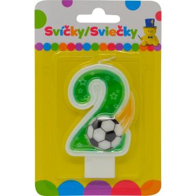 Narodeninová sviečka s loptou a číslom 2.