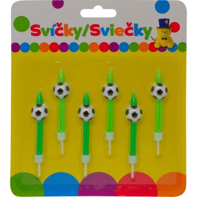 Narodeninová sviečka s FUTBALOVOU LOPTOU a držiakom 6ks