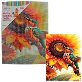 Diamantové maľovanie - Kvietka a kolibrík 30 x 40 cm