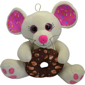 Myš s donutom biela 30 cm