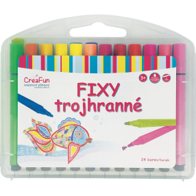 CreaFun - Fixy umývateľné - trojhranné 24 farieb