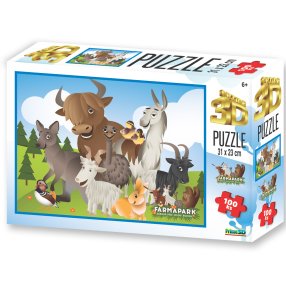 PRIME 3D PUZZLE - FARMAPARK ZVIERATKA 100 dielikov