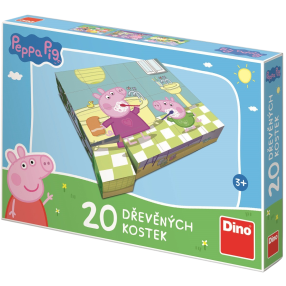 Dino - Drevené kocky Prasiatko Peppa: VESELÝ DEŇ 20 kociek