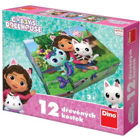 Dino - Drevené kocky Gábin kúzelný domček - Gábi 12 kociek